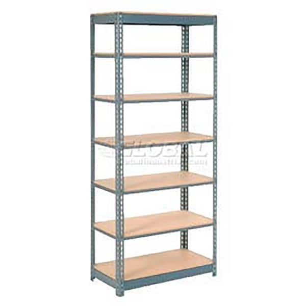 Heavy Duty Shelving 36W x 24D x 96H With 7 Shelves, Wood Deck, Gray
